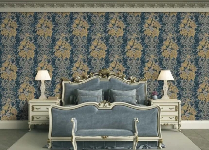 Teal Embossed Wallpaper – 3D Glitter (7805-4)